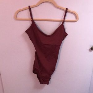 Women’s maroon dance leotard